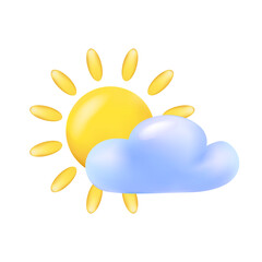 3d Vector yellow sun and cloud.