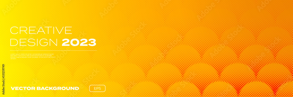 Fototapete Yellow orange gradient background, geometric halftone pattern, vector abstract trendy line graphic design. Simple minimal elements in halftone color gradient, modern pattern backgrounds