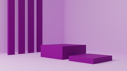 luxury minimal violet purple pedestal or podium mockup display, empty platform for product showcase and presentation, clean stage, 3d rendering