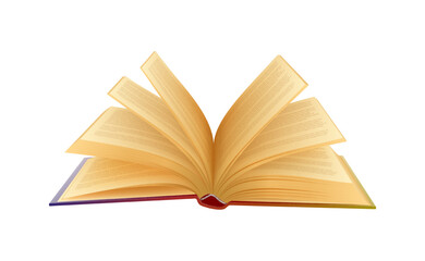 Open book. Vector illustration of a realistic open book with text on a white background. Sketch for creativity.