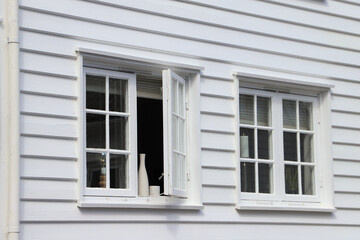 Fototapeta premium Old windows the old town of mandal, Norway