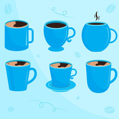 Various types of coffee cups, vector