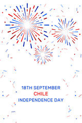 Vector illustration of South American country public holiday. Chile Independence Day. 18 September. Fireworks with the colours of national flag. - 531260540