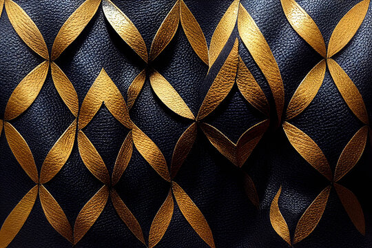 The blue leather with a golden pattern, Digital Generate Image