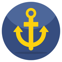 A flat design icon of ship hook
