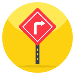 Modern design icon of turn right direction board 