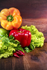 Pepper and lettuce close-up