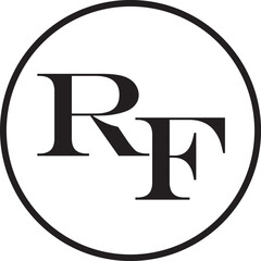 Logo of letters RF on circle - monochrome