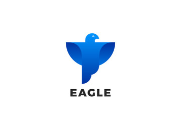 Eagle Logo Design Geometric Style Vector Template. Bird Falcon Soaring Wings Logotype concept icon.