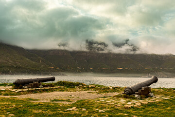 Colonial era Dutch cannons guarding the entrance to Hout Bay, Cape Town