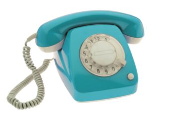 Light blue retro phone  isolated on transparency photo png file 