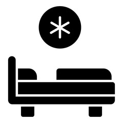 An filled design icon of hospital bed