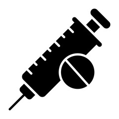 A filled design icon of injection