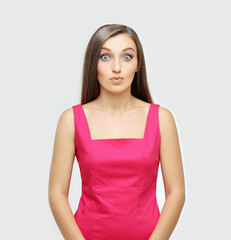 Obraz premium Portrait of surprised girl ,of shocked woman