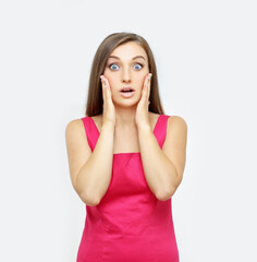 Portrait of surprised girl ,of shocked woman