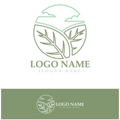 Abstract tree logo for forest and park nature.with a combination of .vector line elements for business designs, agriculture, ecological concepts, greenery and natural beauty.