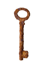 old rusty key. isolated on white background