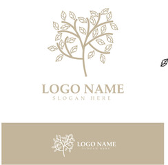Abstract tree logo for forest and park nature.with a combination of .vector line elements for business designs, agriculture, ecological concepts, greenery and natural beauty.