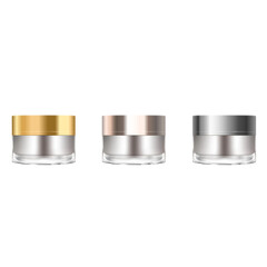 Collection of cosmetic cream jars black, white, silver and gold 