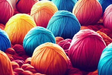 Closeup shot of colorful wool balls