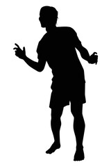 Zombie silhouette vector, Halloween devil in black and white.