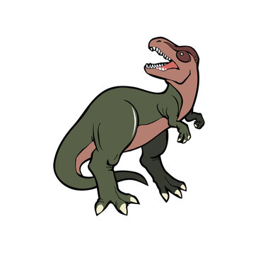 Tyrannosaurus, t-rex dinosaur isolated. Wild, roaring creature. Flat vector illustration.