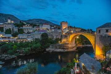 Mostar old bridge by night