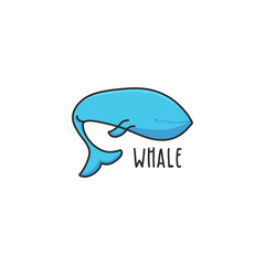 cartoon whale iconic logo design vector illustration. modern whale logo business vector design template isolated on white background with simple and elegant styles.