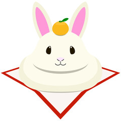 兎の姿をした鏡餅のイラスト