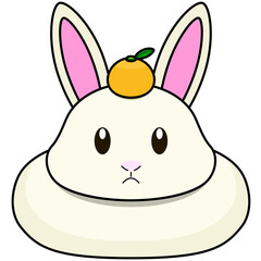 兎の姿をした鏡餅のイラスト