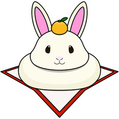 兎の姿をした鏡餅のイラスト