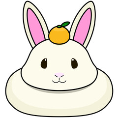 兎の姿をした鏡餅のイラスト