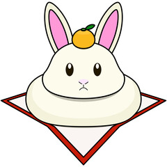 兎の姿をした鏡餅のイラスト