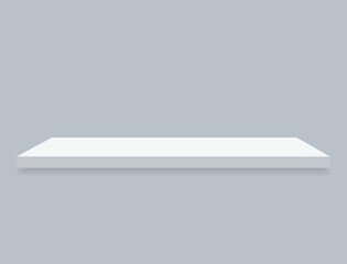 White empty shelf template. Vector realistic mockup. Home interior element on a gray background. EPS 10. 