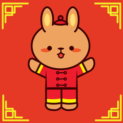 Cartoon kawaii rabbit, chinese new year mascot, illustration