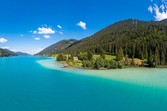 Weissensee in Carinthia. Famous idyllic lake in the South of Austria.