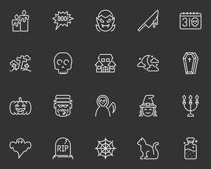 set of halloween flat icons, scary, night, trick or treat