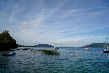 Attersee in Austria's Salzkammergut is a high mountain lake