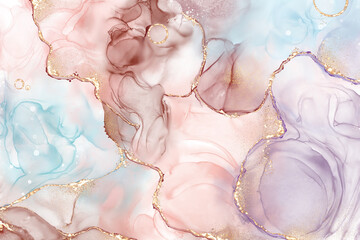 Abstract fluid art background decorated with glittering gold