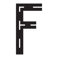 road theme alphabet F letters font road markings vector illustration