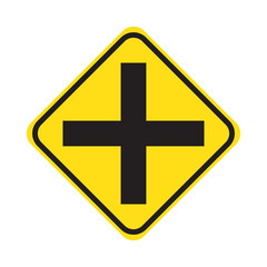 Obraz premium yellow road sign fork at the crossroads traffic light vector illustration