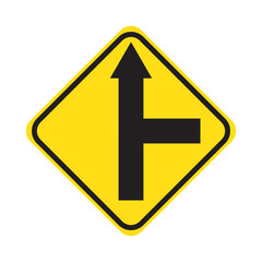 yellow road sign fork at the crossroads traffic light vector illustration