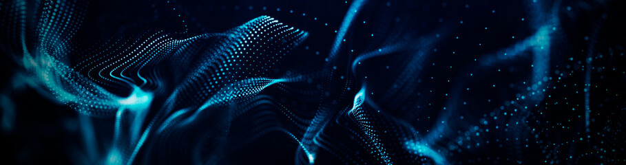 Futuristic point wave. Abstract background with a dynamic wave.Connecting background. Abstract wave. Artificial intelligence. Big data technology 3d rendering