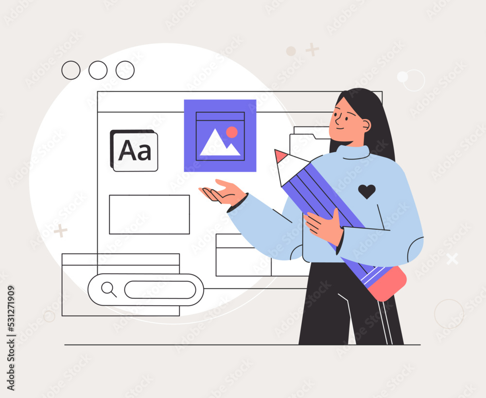 Wall mural creative process of making vector illustration for web ui design. design and development illustratio