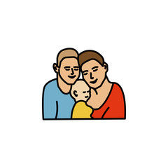 family, family line icon on white background. Signs and symbols can be used for web, logo, mobile app, UI, UX