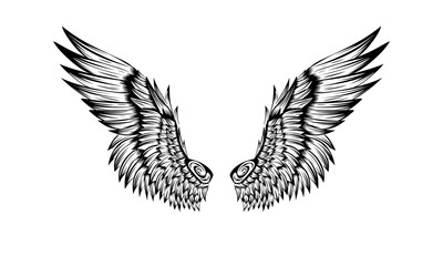 Obraz premium Vector angel wing tattoo design