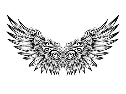 Vector angel wing tattoo design