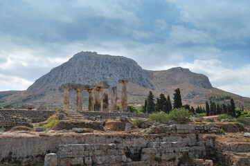 Ruins of  Ancient Corinth - Archaia Korinthos - famous ruins in Greece