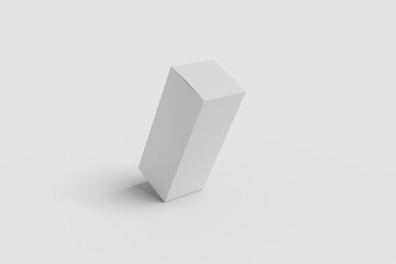 White cardboard box mock-up isolated on soft gray background