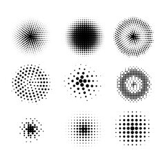 Halftone dots pattern, halftone dot circle frame vector. round dotted pattern geometric background